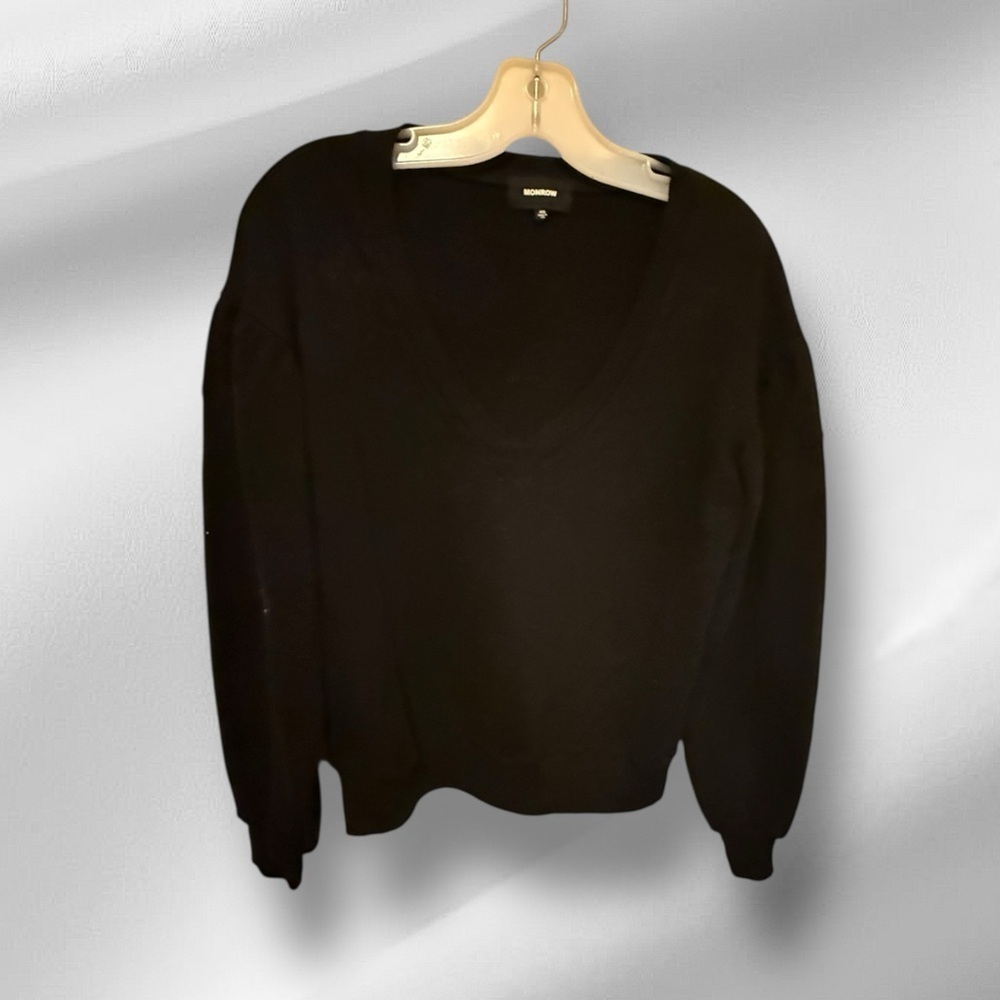 Monrow Black V-Neck Cotton Shirt